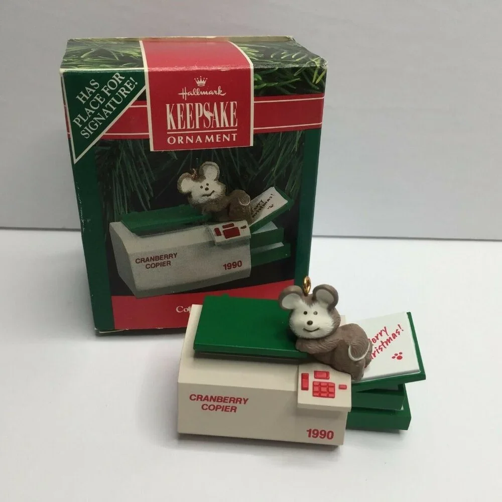 Vintage Hallmark Keepsake Cranberry Copier Handcrafted Ornament 1990 Mouse